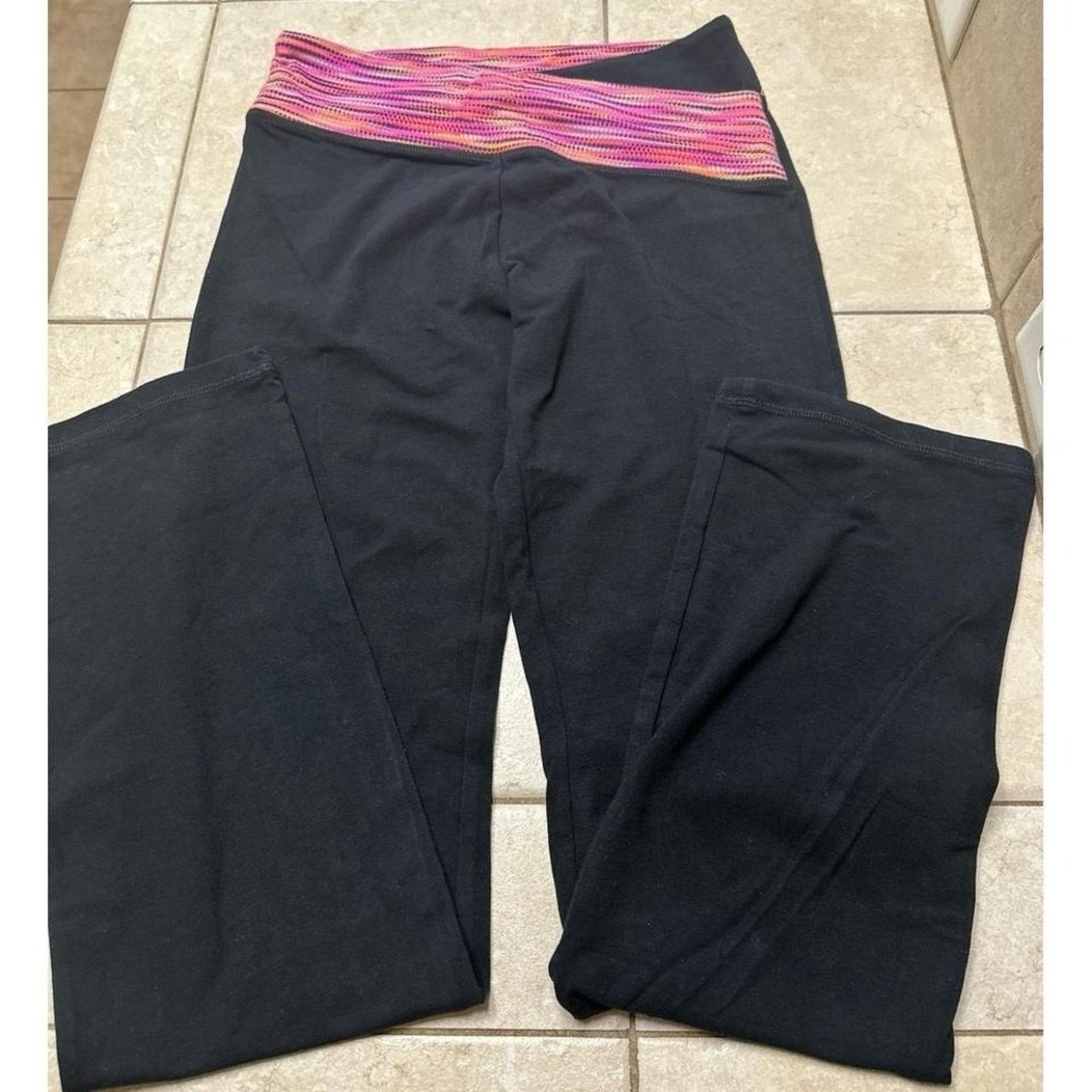 Victoria's Secret Sport Leggings, Size Medium, Black with multicolor waist